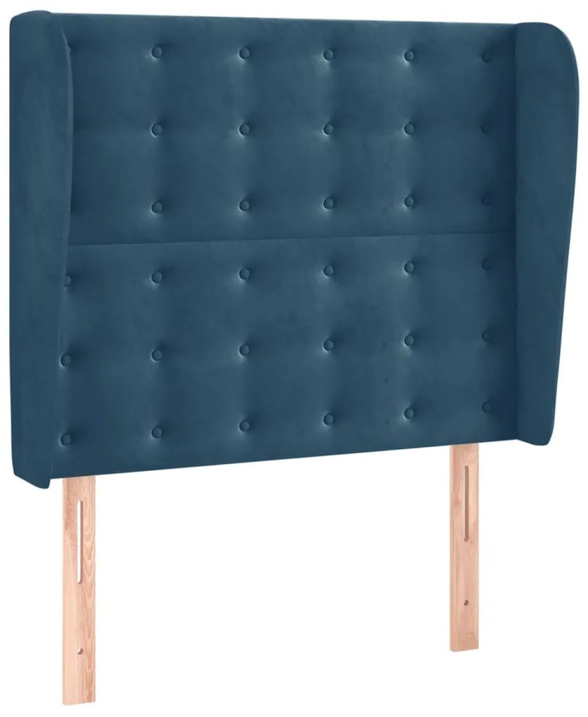 Testiera ad orecchio blu scuro 103x23x118/128 cm in velluto