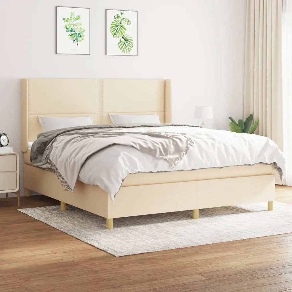 Giroletto A Molle Con Materasso Crema 160x200 Cm İn Tessuto /