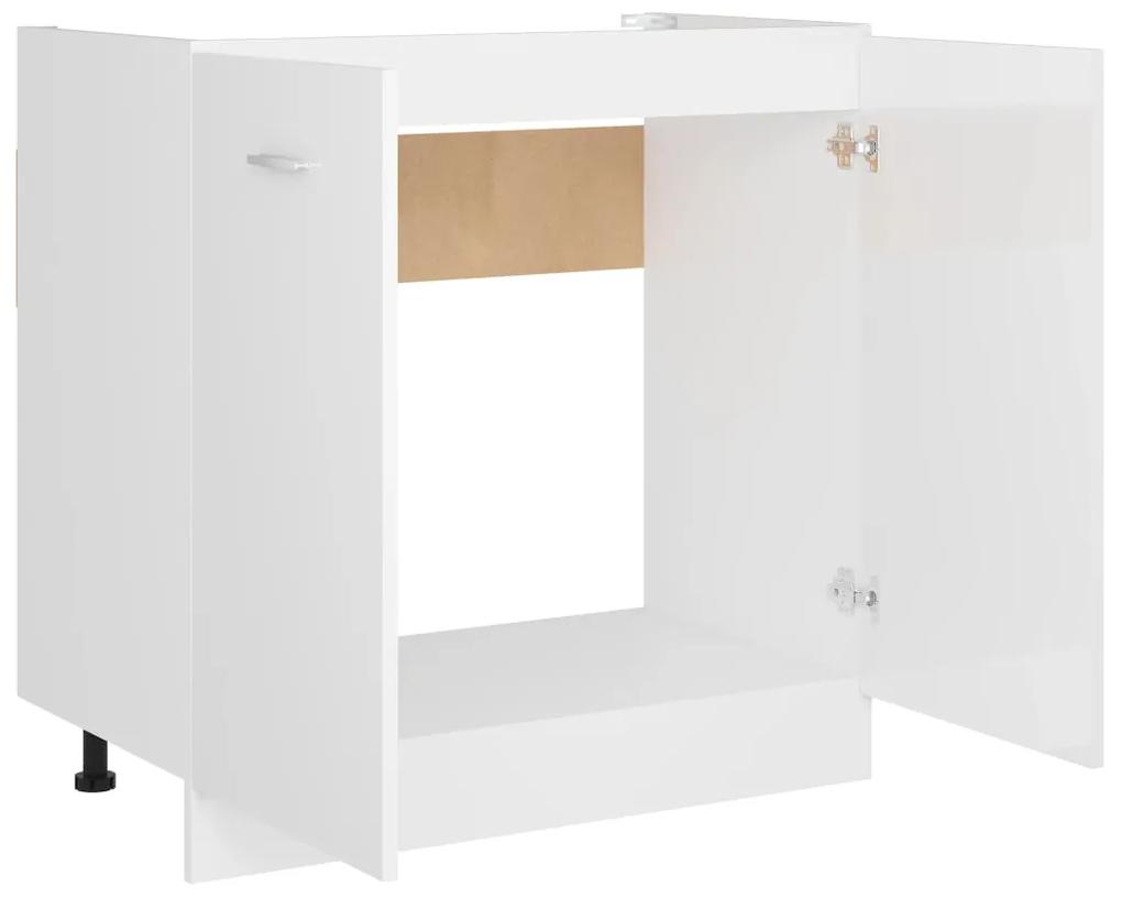 Armadio per lavabo bianco lucido 80x46x81,5 cm in truciolato
