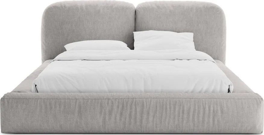 Letto matrimoniale imbottito grigio chiaro con contenitore con rete inclusa 180x200 cm Martina – Micadoni