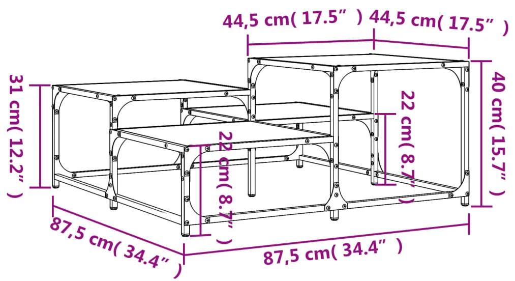 Tavolino Salotto Rovere Fumo 87,5x87,5x40 cm Legno Multistrato