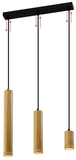 Lampadario su filo TUBO 3xGU10/25W/230V legno