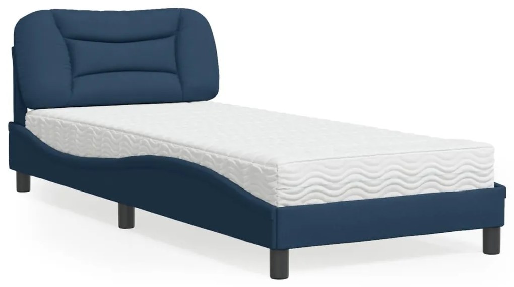 Letto con materasso blu 90x200 cm in tessuto