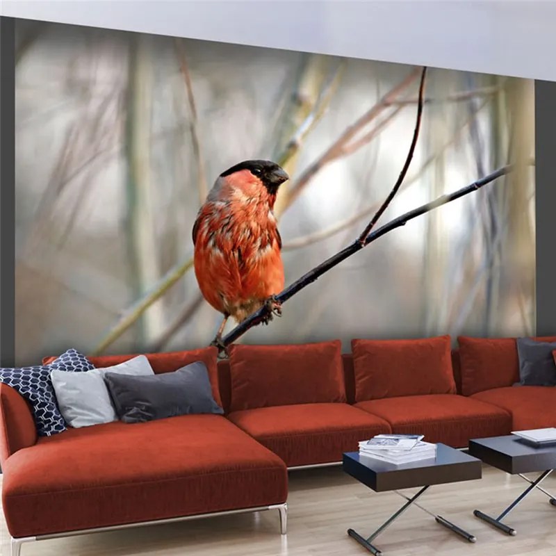 Fotomurale  Bullfinch in the forest  Colore Rosso, Dimensioni e Misure 200x154