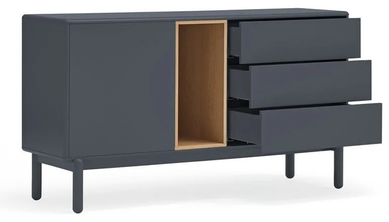 Cassettiera bassa grigio scuro 137x76 cm Corvo - Teulat