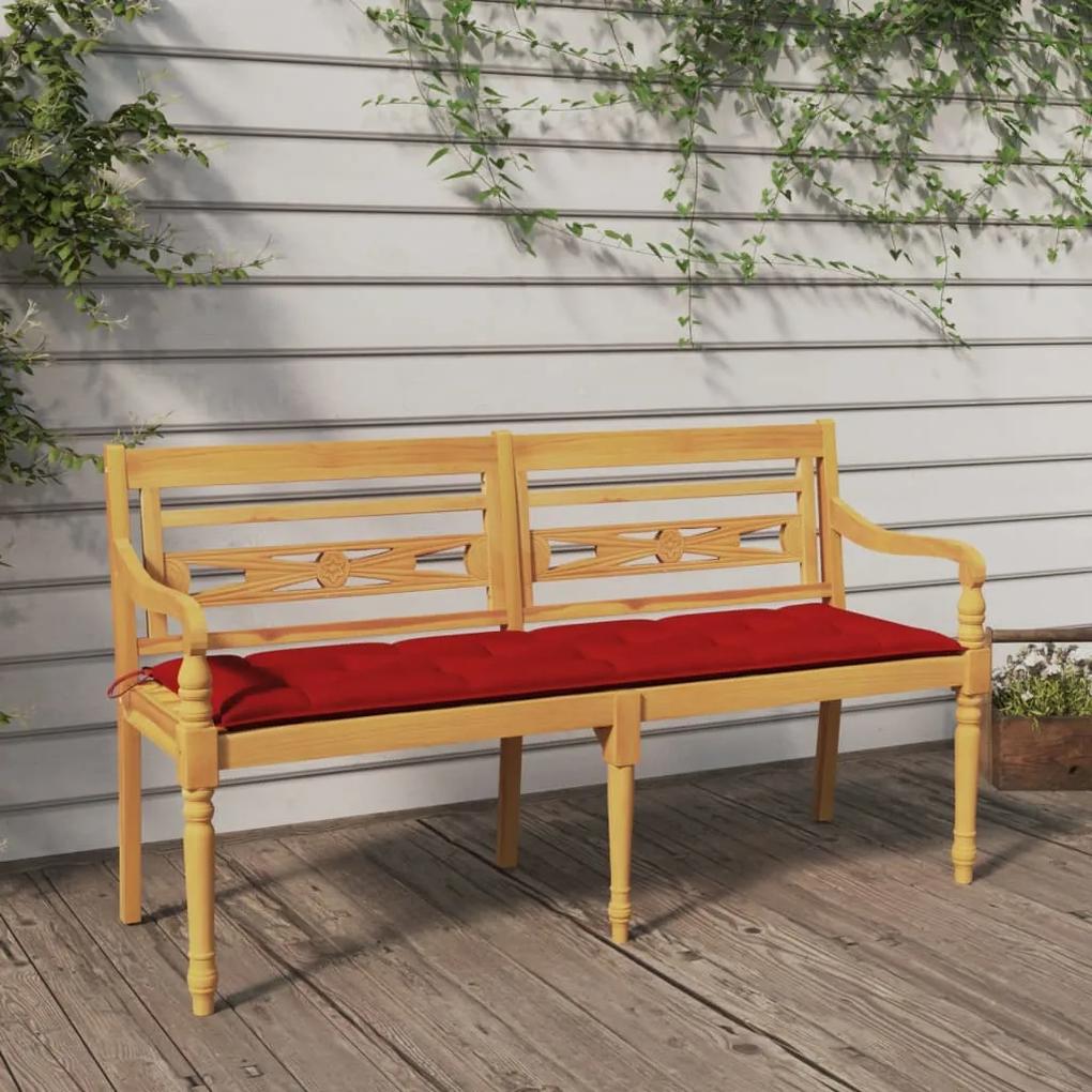 Panchina batavia con cuscino rosso 150 cm legno massello teak