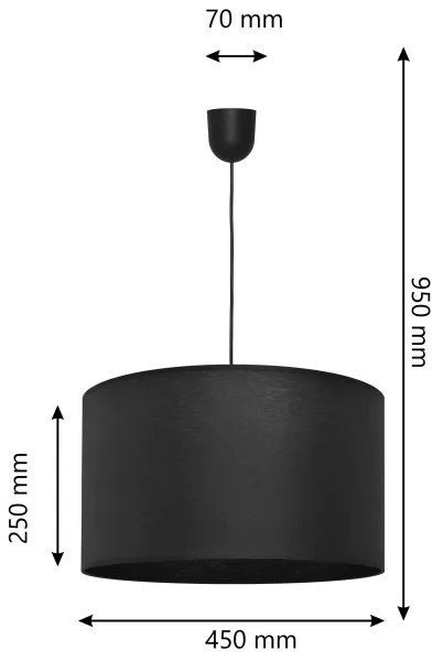 Lampadario su corda ALBA 1xE27/15W/230V d. 45 cm nero