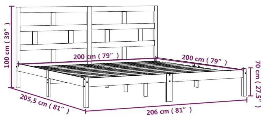 Giroletto Nero in Legno Massello di Pino 200x200 cm