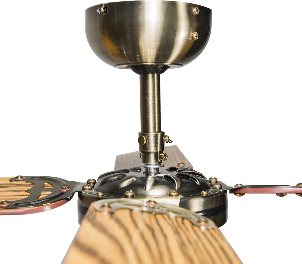 Ventilatore da soffitto industriale con luce 100 cm legno - Wind