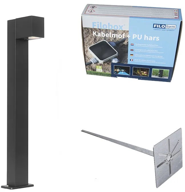Lampada da esterno industriale da terra nera 65 cm IP44 - Baleno