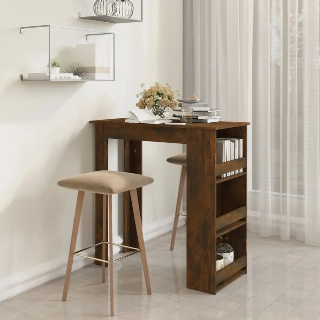 Tavolo Bar Con Ripiani Rovere Fumo 102x50x103,5cm İn Truciolato /