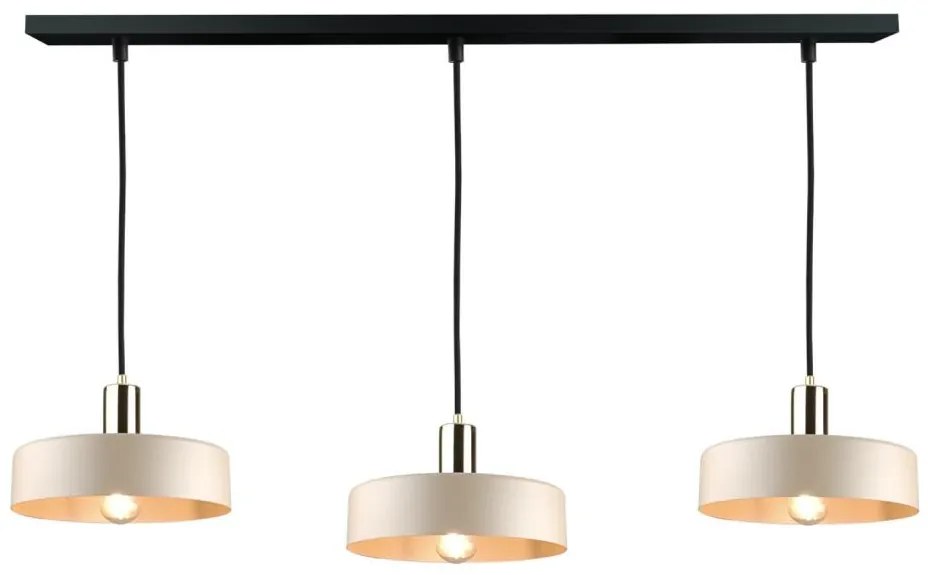 Lampadario a sospensione su cavo LATTE 3xE27/60W/230V beige/nero/oro