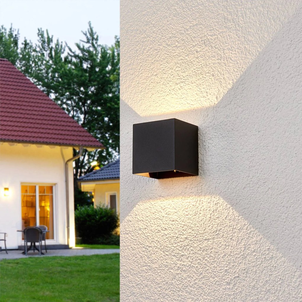 Applique da esterni a LED Evie Lucande, Alluminio / Grigio / Zincato, Alluminio, Moderno, Applique LED da esterni