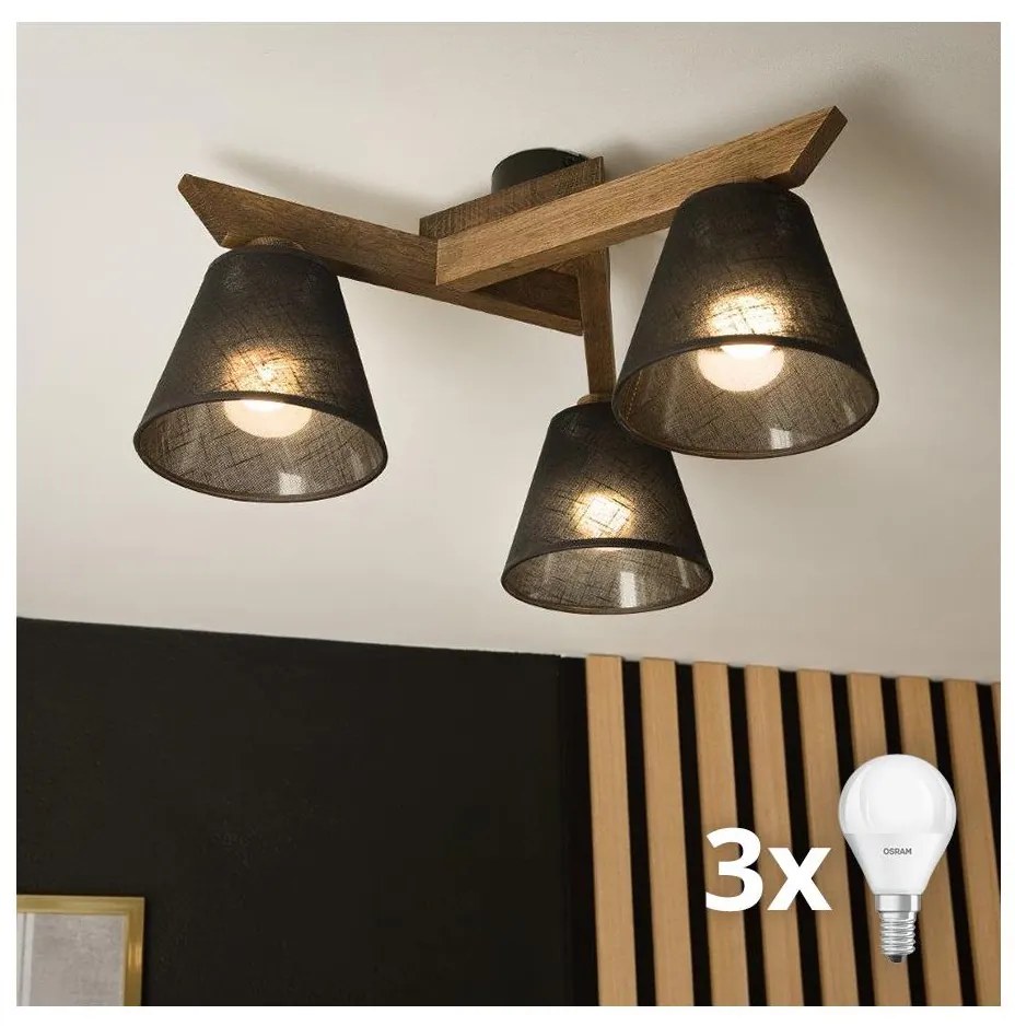 Brilagi - Lampadario LED ANTHONY 3xE14/40W/230V rovere/noce/nero