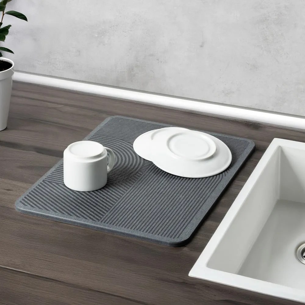 Tappetino scolapiatti grigio in diatomite 40x30 cm Damon – Wenko