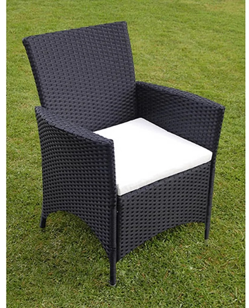 Set da Pranzo da Giardino 9 pz con Cuscini in Polyrattan Nero