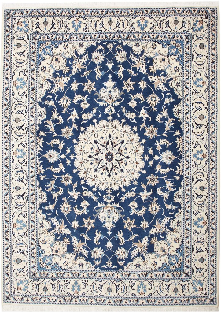 Nain Tappeto 180 x 240 Blu (Iran) Annodato A Mano