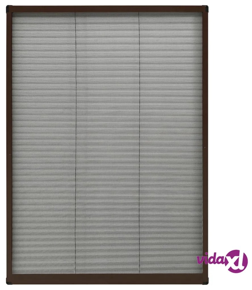 vidaXL Zanzariera Plissettata Finestre in Alluminio Marrone 80x120 cm