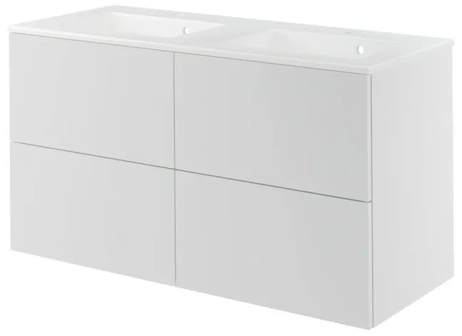 Mobile da bagno sospeso sotto lavabo L 120 x H 64 x P 48 cm bianco laccato, 4 cassetti SENSEA Neo