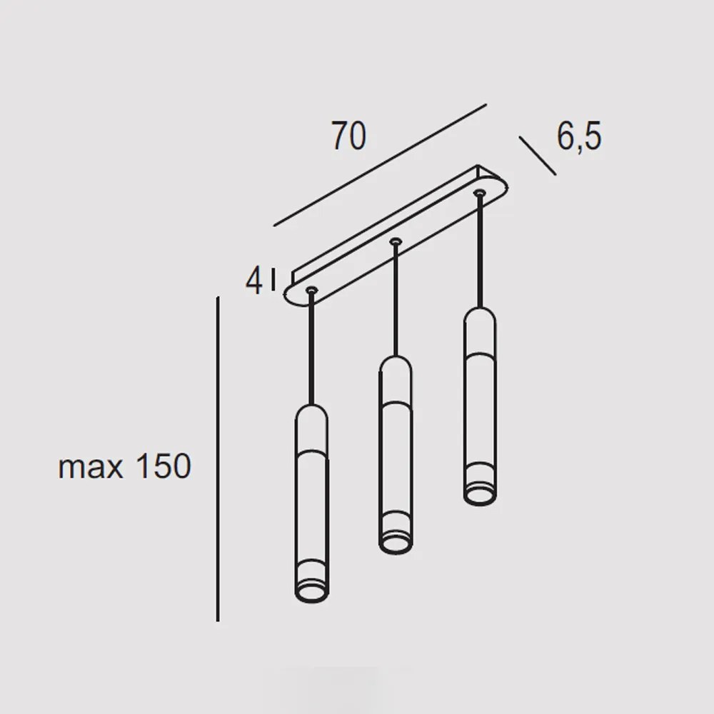 Sospensione Contemporanea Derby Antracite Led 3X5+5W