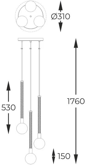 Zuma Line P0583-03B-2GHF - Lampadario a sospensione con filo MIDA 3xG9/6W/230V ottone