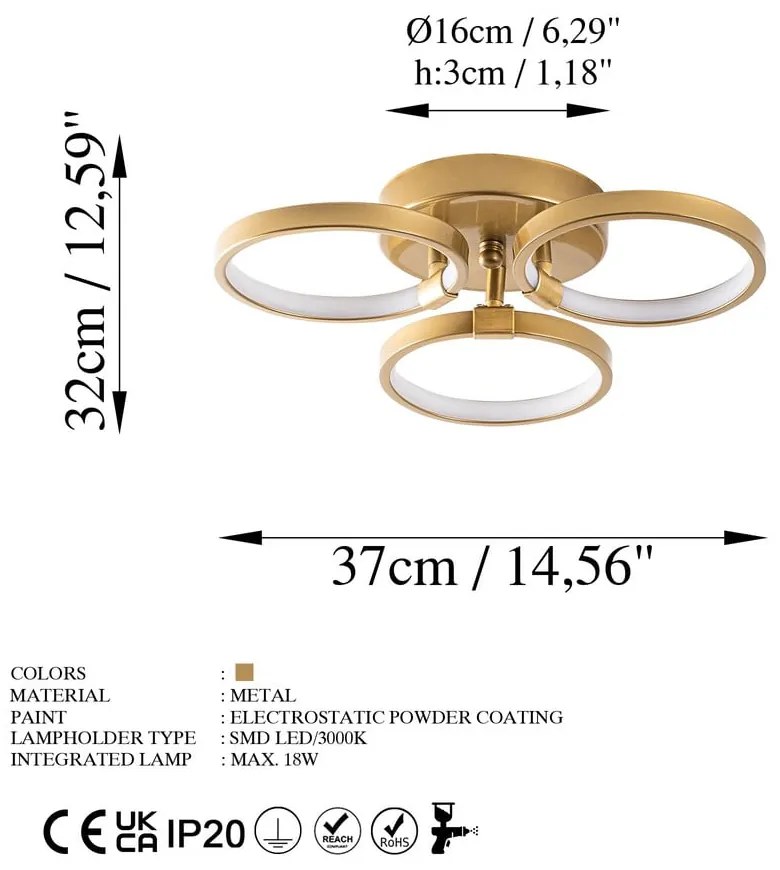 Plafoniera LED in oro ø 17 cm Halka - Opviq lights