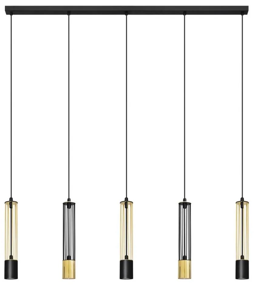 LED Lampadario su corda BARS 5xGU10/4,8W/230V nero/dorato