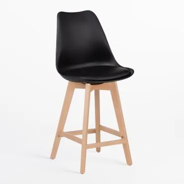 Pacco Di 2 Sgabelli Alti 65 Cm Con Cuscino In Similpelle Nordic Nero - Sklum