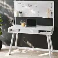 Scrivania Multifunzione con Lavagna Magnetica Cassetto 127.5x60cm Legno Bianco