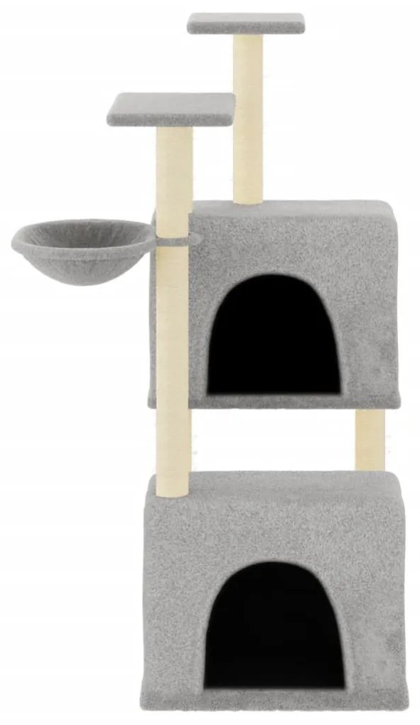 Albero per gatti con tiragraffi in sisal grigio chiaro 122 cm