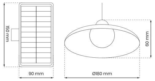 LED Luce a sospensione solare dimmerabile LED/6W/3,7V 800 mAh IP44 + T