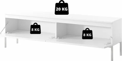 Mobile TV Da Terra 150 Cm 2 Ante Bianco Piedini Oro Lume