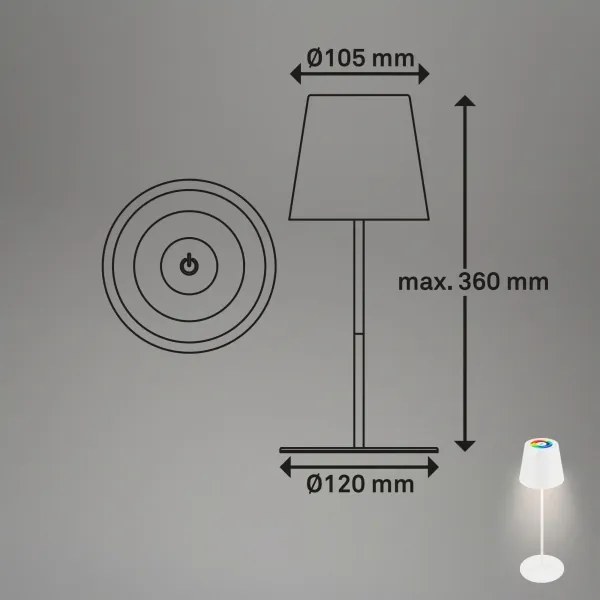 Briloner 7559016 - Lampada da tavolo LED RGB COLORIS 3,5W/5V IP44 2000mAh Wi-Fi Tuya