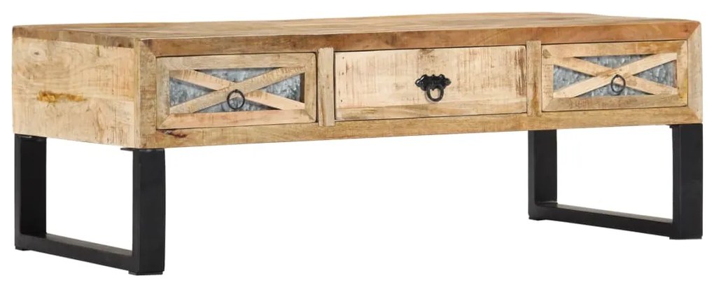 Tavolino Da Salotto 110x50x38 Cm İn Legno Massello Di Mango /
