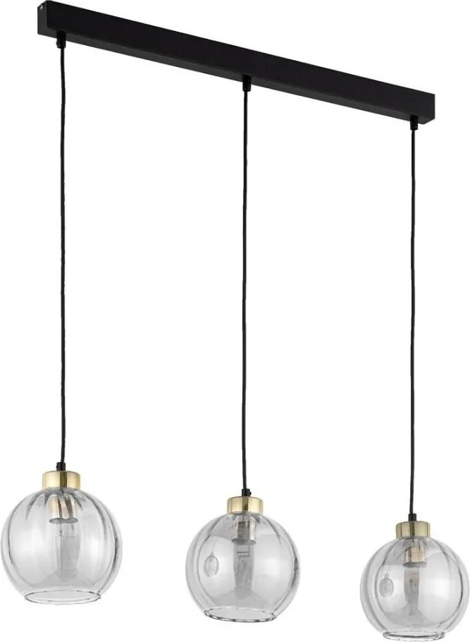 Lampadario LED sospeso su cavo DEVI 3xE27/15W/230V nero/fumé