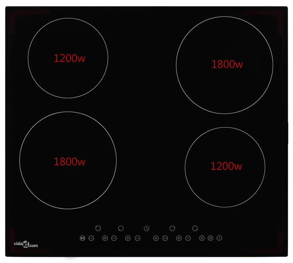 Piano Cottura in Ceramica con 4 Zone e Controlli Touch 6000 W