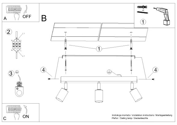 Sollux SL.1376 - Faretto WINX 3xGU10/10W/230V nero/rame