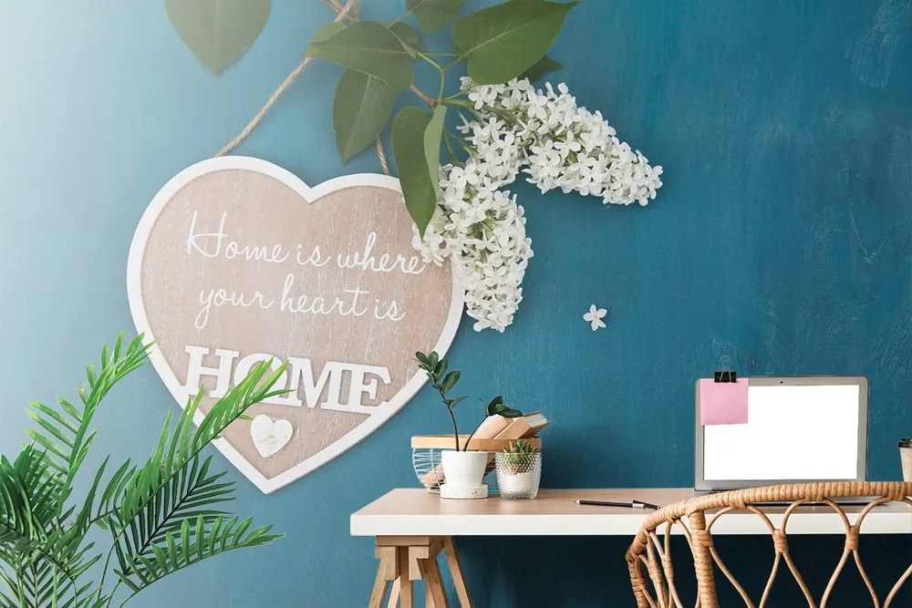 Carta da parati autoadesiva – Cuore con citazione - Home is where your heart is