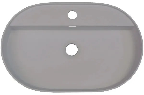Deante CQS_SU6B - Lavabo da appoggio con foro preforato per rubinetteria SILIA 35x55cm granito/grigio metallizzato