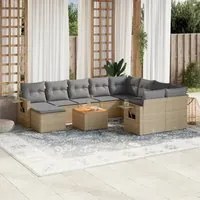 Set Divano da Giardino 11 pz con Cuscini Beige Misto Polyrattan 3257186