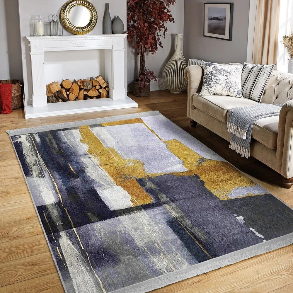 Tappeto lavabile giallo-blu scuro 160x230 cm Unique - Mila Home