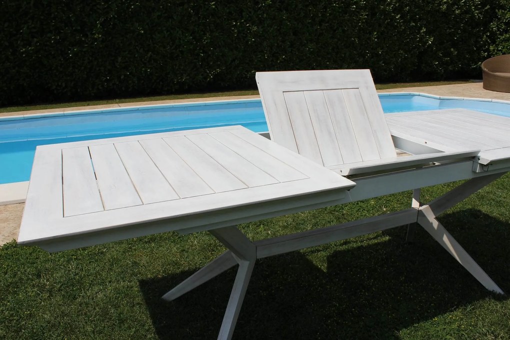 CAESAR - set tavolo in legno massiccio di acacia con 8 sedie Sortis