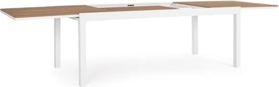 Tavolo Allungabile Per Esterno In Alluminio 95x200-300 Cm Con Doghe Di Legno Elias Bianco Bizzotto