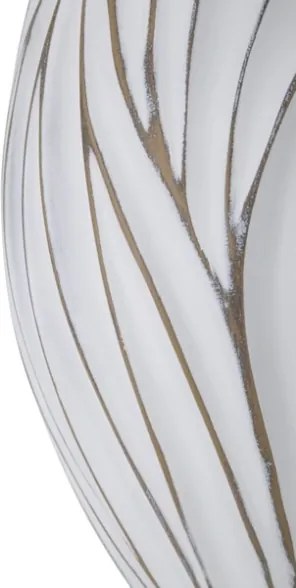 Vaso ovale in resina con decorazioni ondulate in rilievo Ø 27X41,5 cm bianco