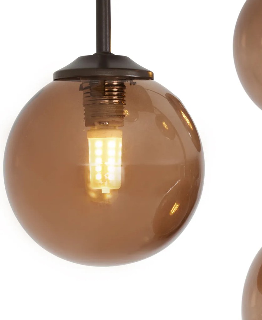 Plafoniera di design bronzo con vetro bronzo 5 luci - Athens