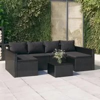 Set da Giardino 2 pz con Cuscini Nero in Polyrattancod mxl 118313