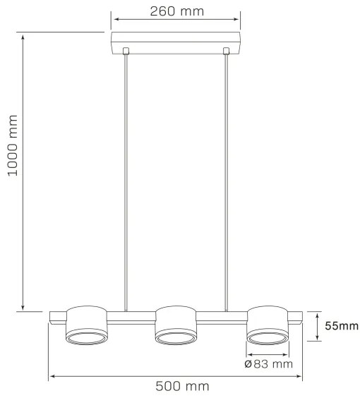 Lampadario LED a sospensione con filo MIRELLA 3xGX53/6W/230V nero