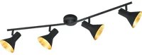 Barra 4 Spots E14 18W Stile Classico Diffusori Metallo nero Oro Nina GD Trio