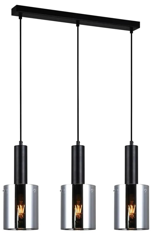 ITALUX PND-5581-3-BK+SG - Lampadario a sospensione con filo SARDO 3xE27/40W/230V nero