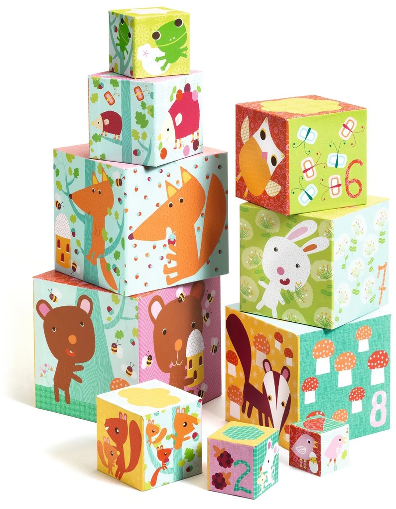 Cubi da sovrapporre - piramide - animali della foresta